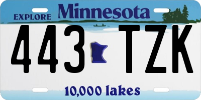 MN license plate 443TZK
