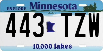 MN license plate 443TZW