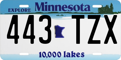 MN license plate 443TZX