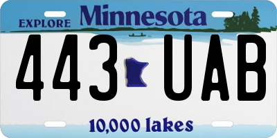 MN license plate 443UAB