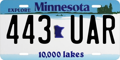 MN license plate 443UAR