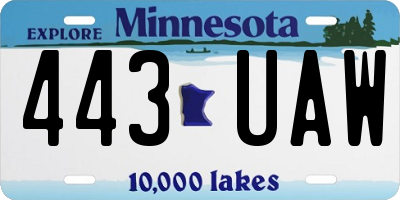 MN license plate 443UAW