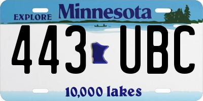 MN license plate 443UBC