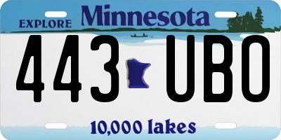 MN license plate 443UBO