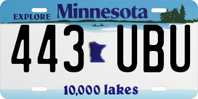 MN license plate 443UBU
