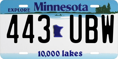 MN license plate 443UBW