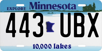 MN license plate 443UBX