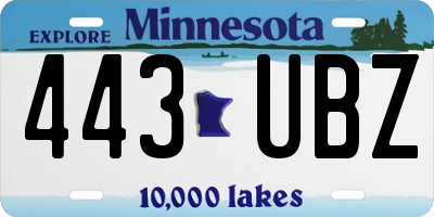 MN license plate 443UBZ