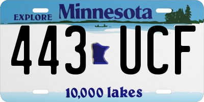 MN license plate 443UCF