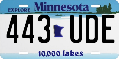 MN license plate 443UDE