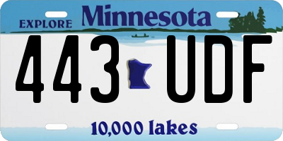 MN license plate 443UDF
