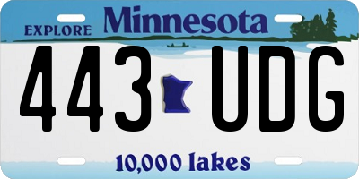 MN license plate 443UDG
