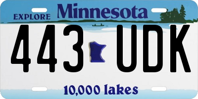 MN license plate 443UDK