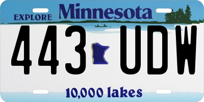 MN license plate 443UDW