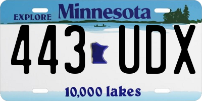 MN license plate 443UDX