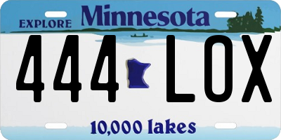 MN license plate 444LOX
