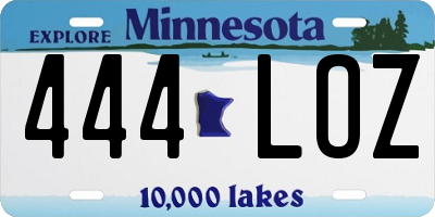 MN license plate 444LOZ