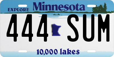 MN license plate 444SUM