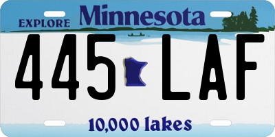 MN license plate 445LAF