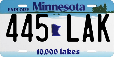 MN license plate 445LAK