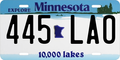 MN license plate 445LAO