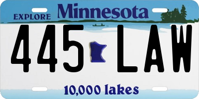 MN license plate 445LAW