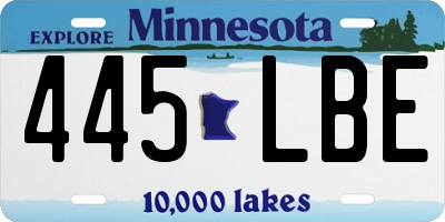 MN license plate 445LBE