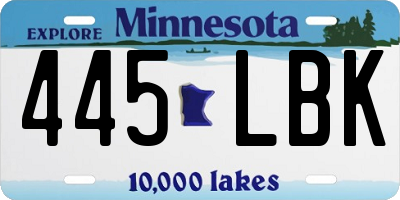 MN license plate 445LBK