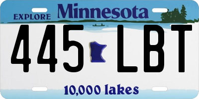 MN license plate 445LBT