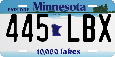 MN license plate 445LBX