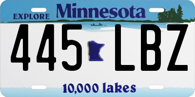 MN license plate 445LBZ