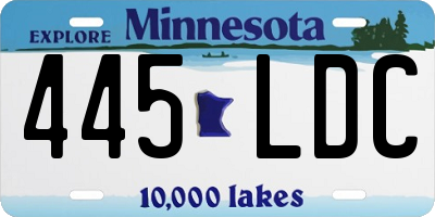 MN license plate 445LDC