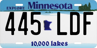 MN license plate 445LDF