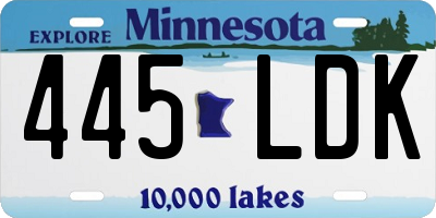 MN license plate 445LDK