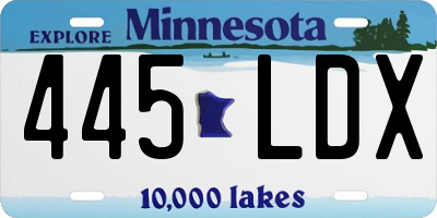 MN license plate 445LDX