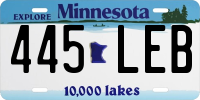 MN license plate 445LEB