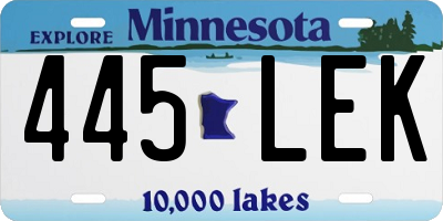 MN license plate 445LEK