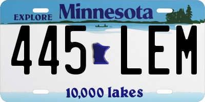 MN license plate 445LEM