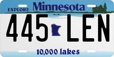 MN license plate 445LEN