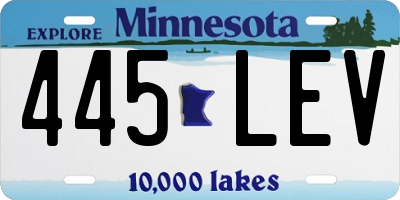 MN license plate 445LEV