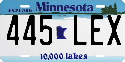 MN license plate 445LEX