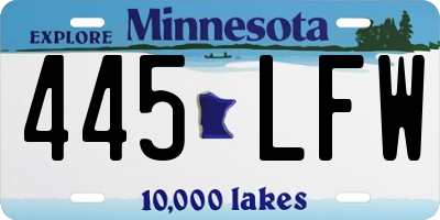 MN license plate 445LFW