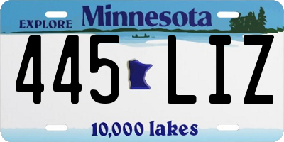 MN license plate 445LIZ