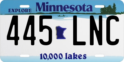 MN license plate 445LNC