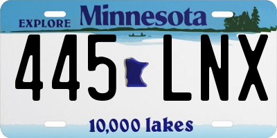 MN license plate 445LNX