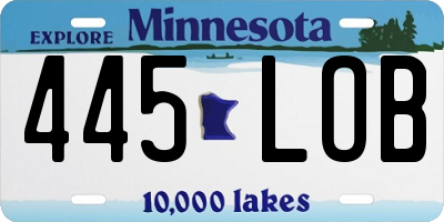 MN license plate 445LOB