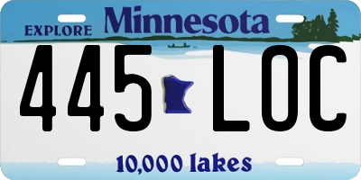 MN license plate 445LOC