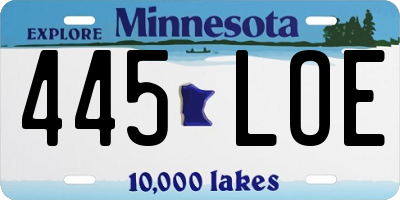 MN license plate 445LOE