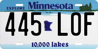 MN license plate 445LOF