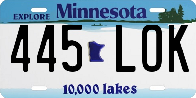 MN license plate 445LOK